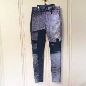 Hudson Nico Super Skinny City Night Scene Purple/Black/White Mid-rise Jeans W-24